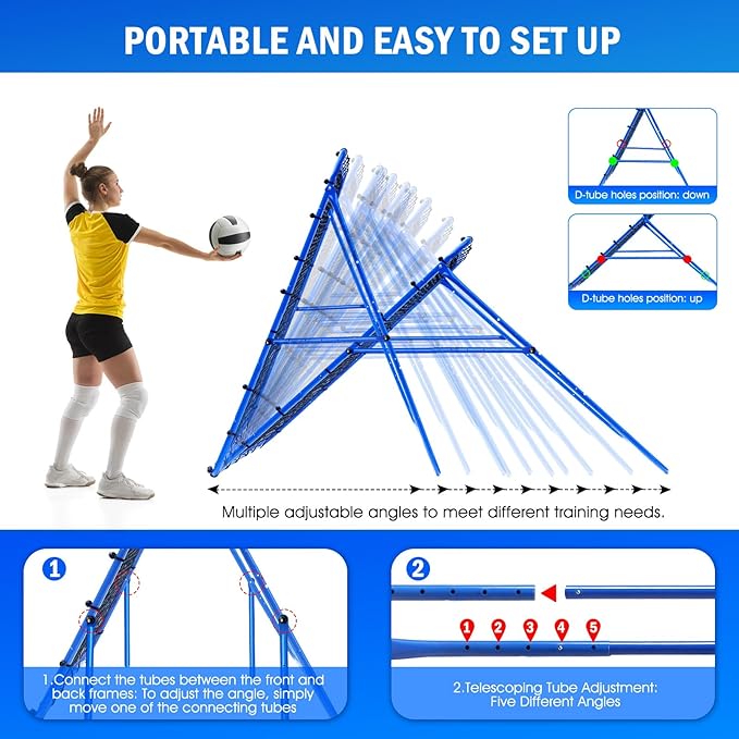 Volleyball Baseball Rebounder Net, Softball Rebounder Pitchback Net Quick Adjustments, Quick Adjustments Lacrosse Bounce Back Practice Equipment, Ideal for Outdoor Indoor and Backyard Training