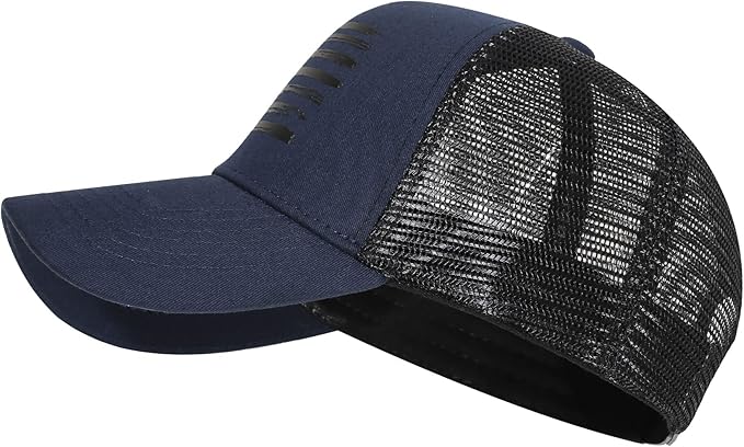 Baseball Cap, American Flag Trucker Hat for Men Women, Breathable Adjustable Fit Outdoor Mesh Snapback Hats