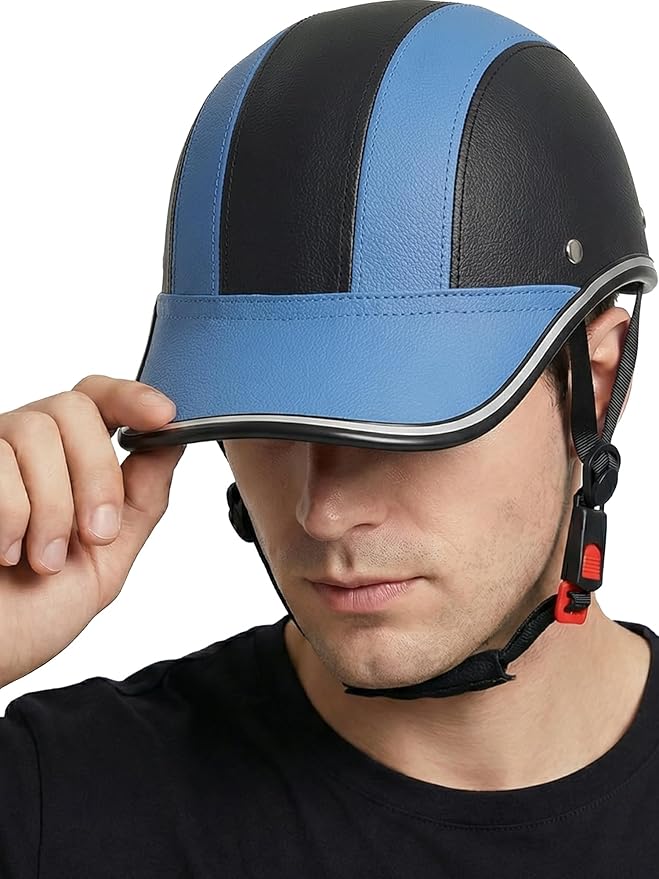 Adult Baseball Cap Helmet - Urban Style for Golf, Low Profile Urban Commute PU Retro Leather Hat for Men & Women