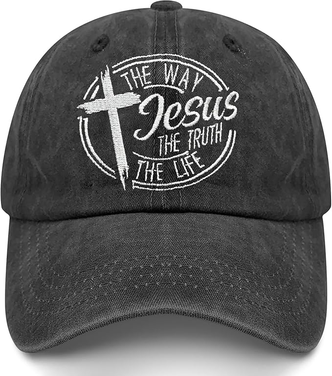 Christian Hats for Men Women, Jesus Baseball Cap, Adjustable Cotton Embroidered Christian Hats
