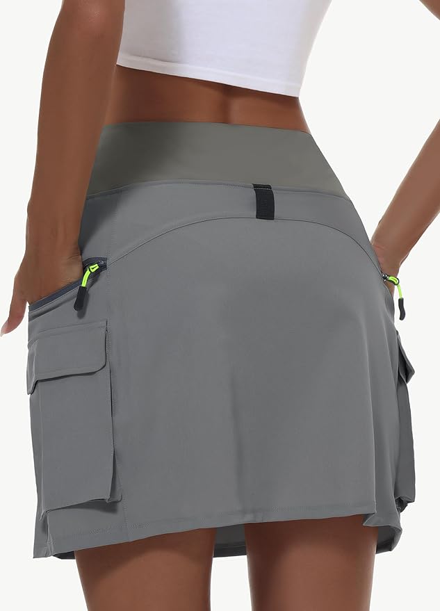 MIVEI Skorts for Woman - Hiking Cargo Skorts with Zipper Pockets, High Waisted Quick Dry Golf Workout, Dressy Casual