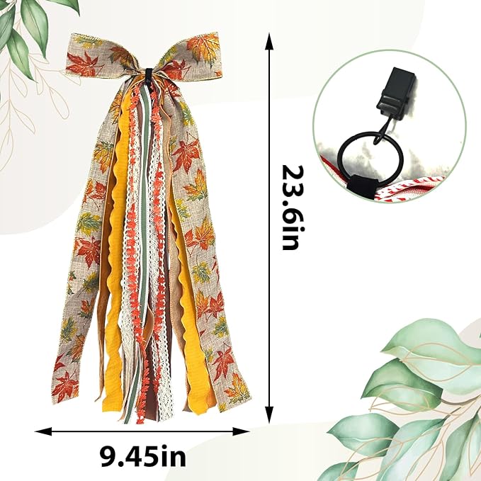 Large Fall Ribbon Bow for Wreath - Image 2