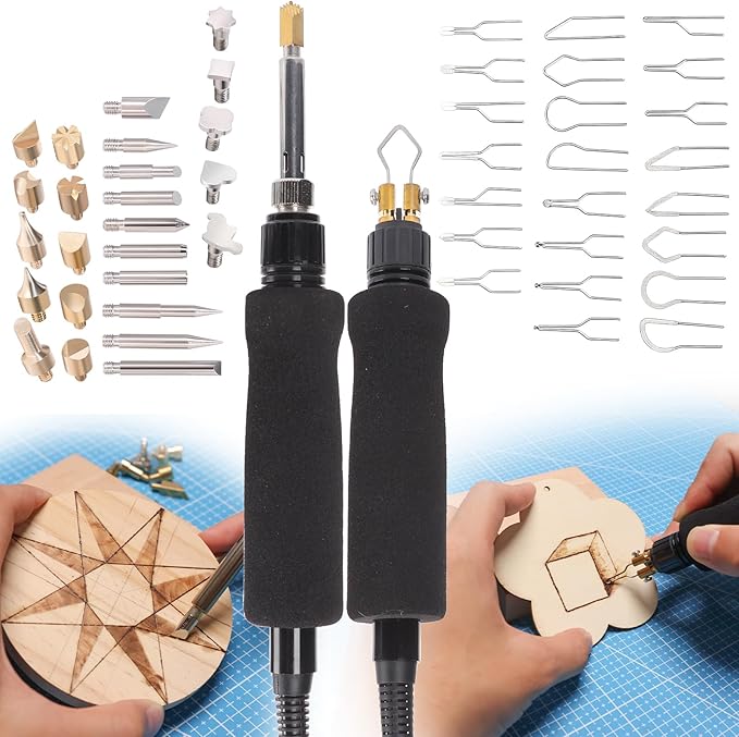 YIHUA 939D-VII Pyrography Tool Wood Burning Pen Kit Station 2-in-1 Solid-Point - Image 6