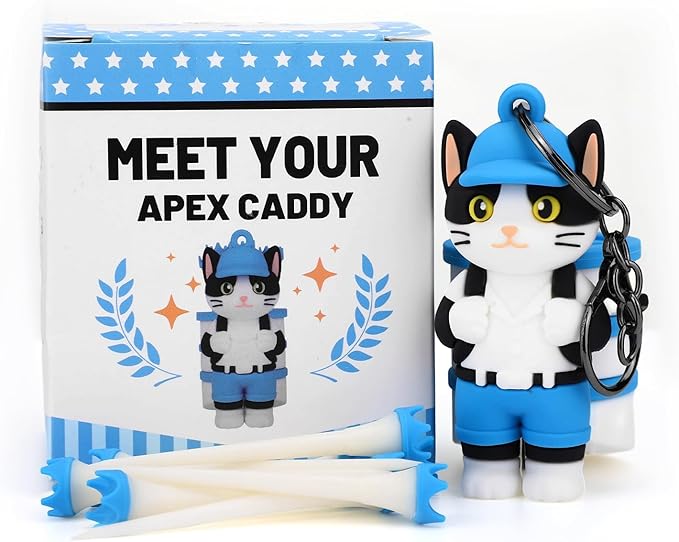 Penitue Cat Caddie Golf Tee Holder, Including 8 Golf Ball Tees Creative Cute Cat Holder Set for Women Men Golfers Attaching to Backpack Shoulder Bag Belt