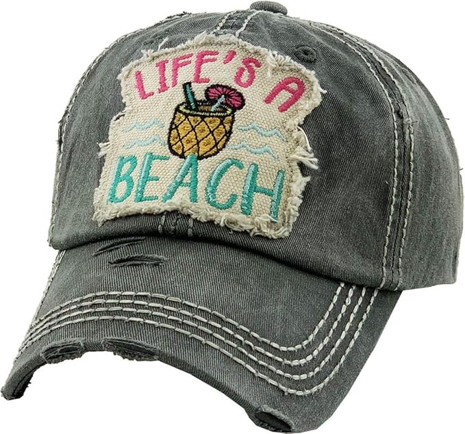Funky Junque Distressed Vintage Baseball Cap - Embroidered Patch Women's Hat - Holiday, Lifestyle & Patriotic Designs