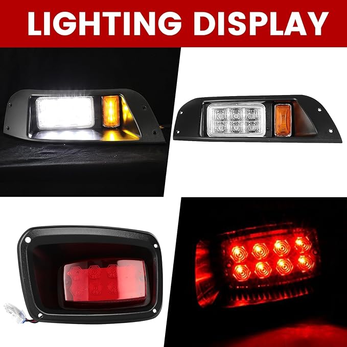 LED Upgrade Golf Cart LED Light Compatible with EZGO TXT 1996-2013 Gas & Electric Carts 12V Street Legal Lights Kit with LED Head Light Tail Lights Turn Signals Brake Lights