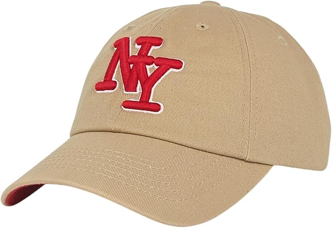 NY 3D Embroidered Cotton Dad Hat – New York Baseball Cap, Adjustable Metal Buckle Strap, Unstructured Low-Profile Style