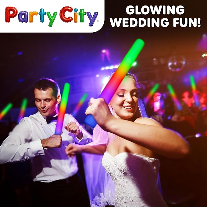 Party City 24pk LED Foam Glow Sticks 14”- Glow in the Dark Party Supplies Favors - Image 5