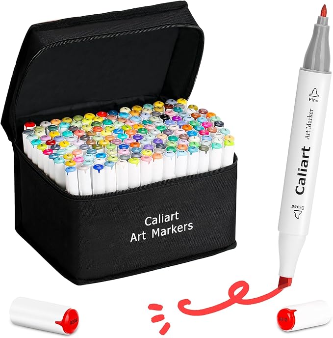 Caliart Markers, 168 Colors Dual Tip Art Markers Sketch Pens Permanent Alcohol by Caliart