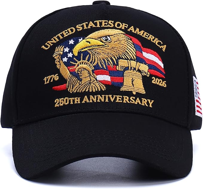 250th Anniversary Patriotic Baseball Cap (1776-2026) Embroidered USA Hat, Adjustable Unisex Bicentennial Gift