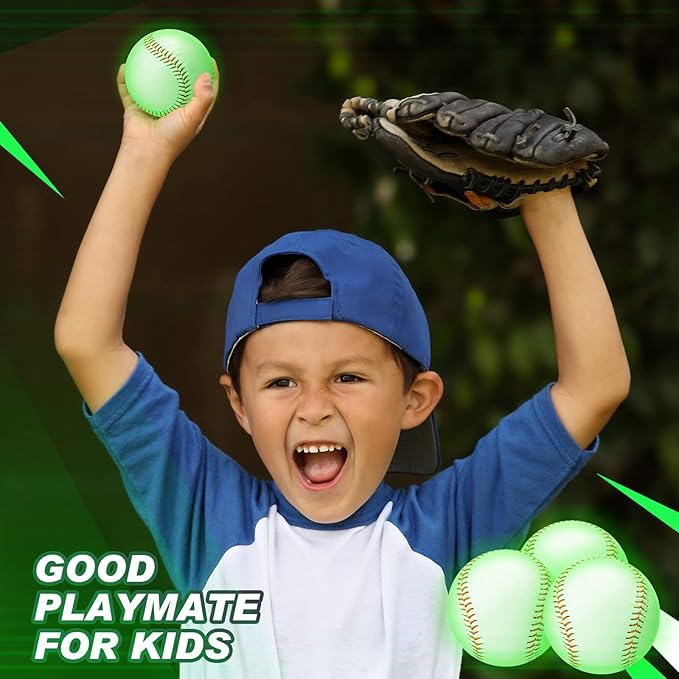 3 Pack Glow in The Dark Baseball Light up Baseball Official Size Ball Glow Balls for Games, Gift for Boys, Girls & Fans - Outdoor Activity Accessories