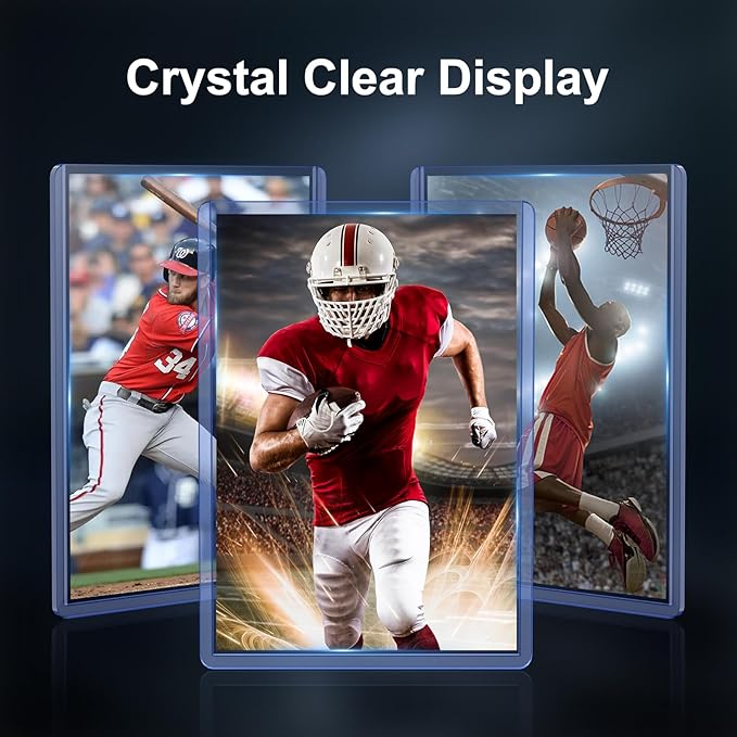 50 Count Card Sleeves Hard Plastic, 3"x4" Baseball Card Protectors Hard Plastic for Baseball, Football and Game Cards
