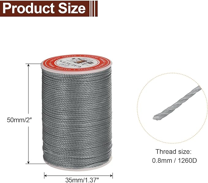 uxcell Round Leather Sewing Waxed Thread, 55m / 60 Yards Polyester Wax String - Image 2