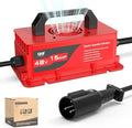 10L0L 48V Golf Cart Battery Charger for Club Car DS Precedent, 15Amp Smart Charger with 3-Pin Plug for Lead Acid Batteries, IP67 Waterproof, Auto Shut-Off