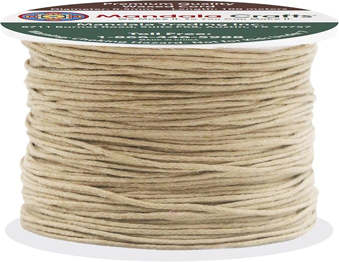 Mandala Crafts 0.5mm 109 Yards Natural Cotton Waxed Cord by MandalaCrafts