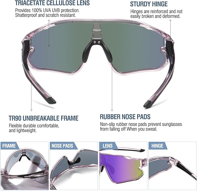 DUCO Kids Sunglasses Youth Baseball Sun Glasses Lightweight TR90 Frame UV400 Sports Cycling Shades for Boys Girls DK268