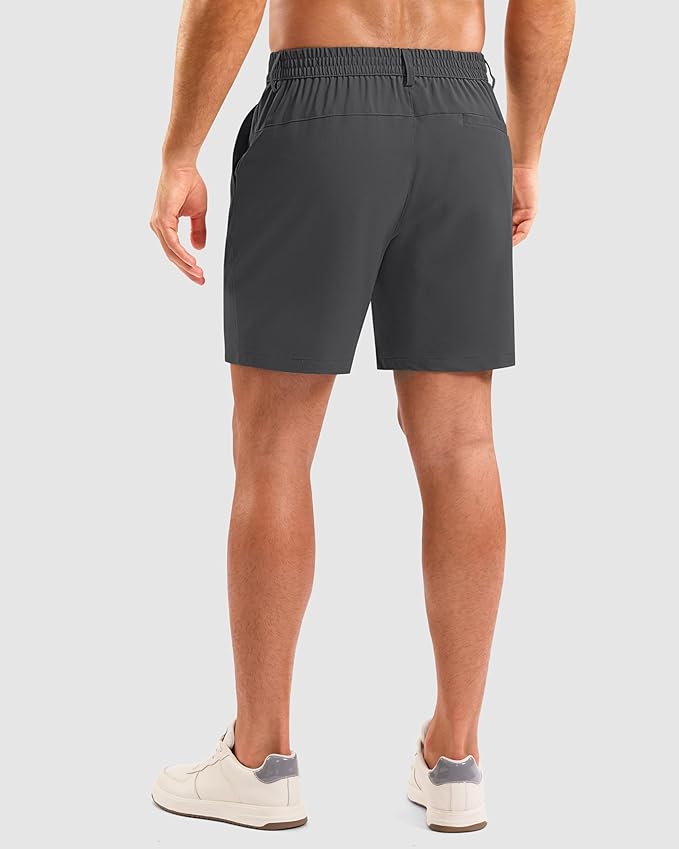 Pudolla Men's Casual Shorts 7"/9"/5" Lightweight Golf Shorts with 3 Pockets Stretch Quick Dry Comfy Work Shorts
