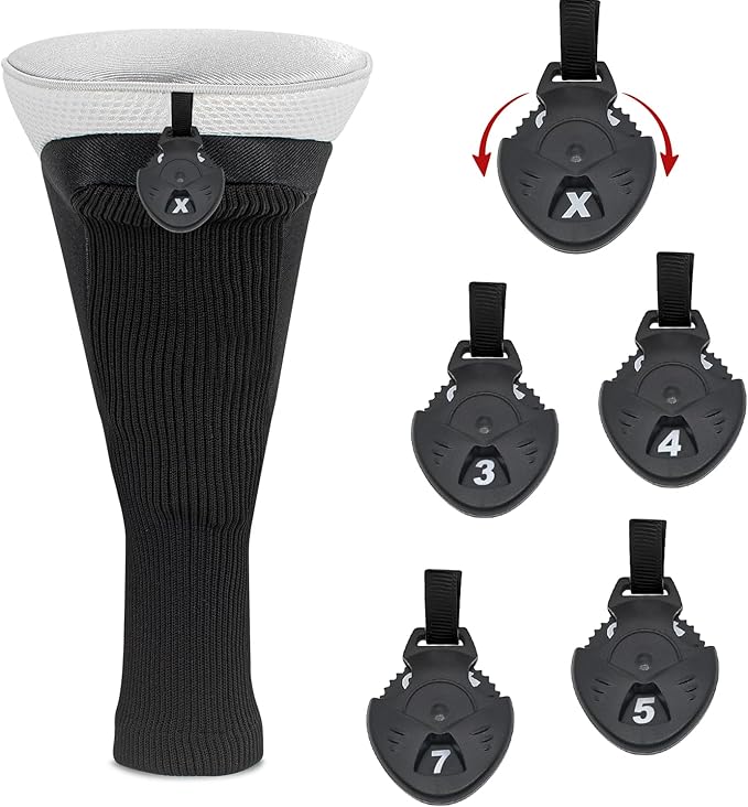 Golf Club Head Covers for Woods 3/4/5/6 Pieces Long Neck Mesh Sports Golf Club Headcovers Set with Interchangeable No. Tags 3 4 5 6 7 X Golf Accessories for Men Women
