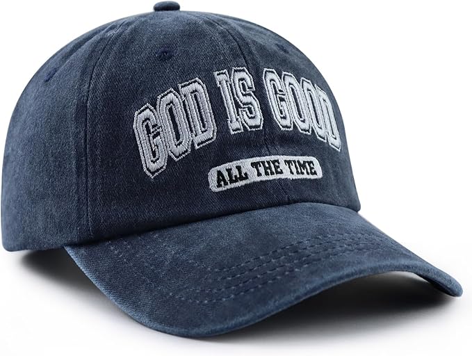 God is Good All The Time Hat for Men Women, Funny Adjustable Cotton Embroidered Jesus Christian Faith Baseball Cap