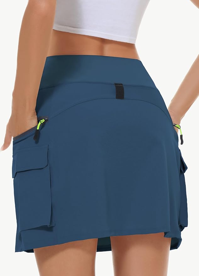 MIVEI Skorts for Woman - Hiking Cargo Skorts with Zipper Pockets, High Waisted Quick Dry Golf Workout, Dressy Casual