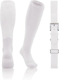 QBK 2T/3T/4T/5T Toddler Baseball Socks And Belt Youth Softball Tee Ball Combo Set for Boy Girl (1 Pairs of Socks & 1 Belt)