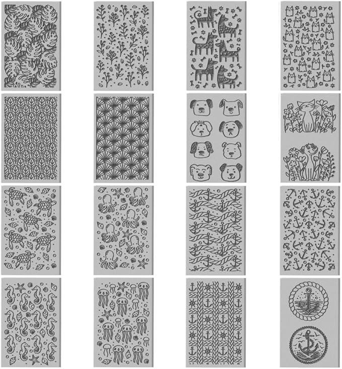 CHGCRAFT 16 Sheets Animal and Plant Clay Texture Mat Ocean Polymer Clay Texture - Image 8