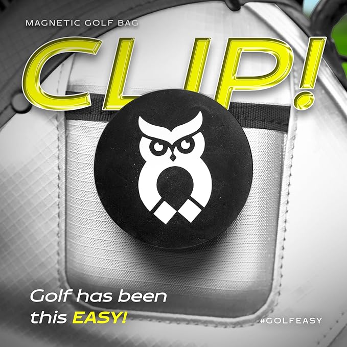 Magnetic Golf Landing Pad - Magnetic Golf Bag Clip for Quick and Easy Use of Golf Gear & Accessories - Record Golf Swing Cell Phone Holder - Works with Any Golf Bag