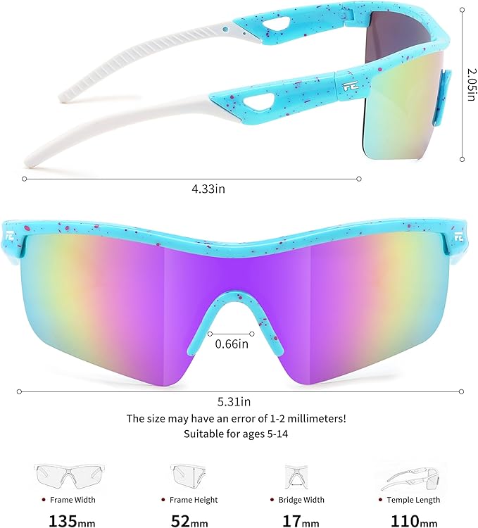 FEISEDY Kids Teens Baseball Polarized Sunglasses Sports TR90 Frame Boys Girls Cycling B2454
