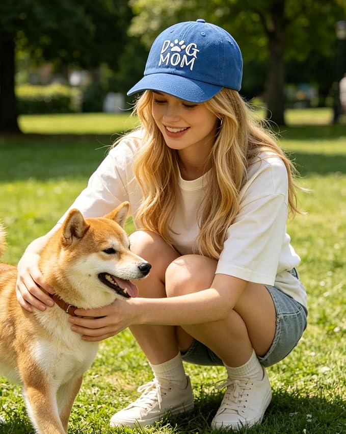 Waldeal Women's Embroidered Dog Mom Hat Adjustable Denim Baseball Cap