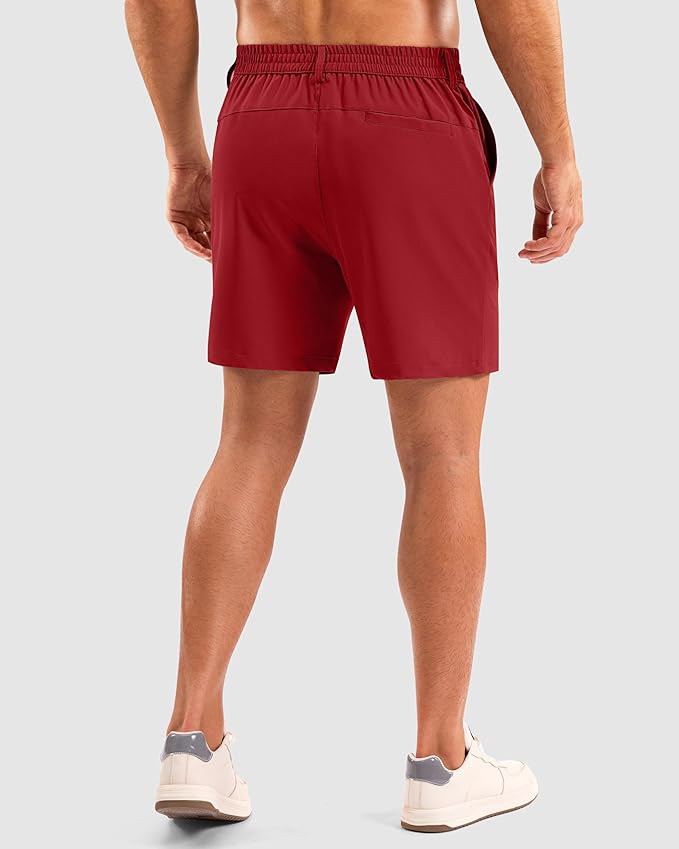 Pudolla Men's Casual Shorts 7"/9"/5" Lightweight Golf Shorts with 3 Pockets Stretch Quick Dry Comfy Work Shorts