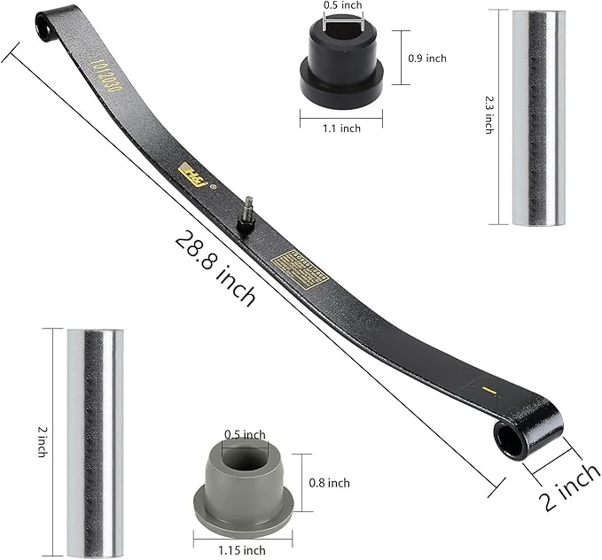 10L0L Golf Cart Heavy Duty Front Leaf Spring with Bushing Kit Fits Club Car DS 1981-UP Precedent 2004-2008, Replaces Club Car OEM Number(s): 1010136 1012030 1012322 1013867