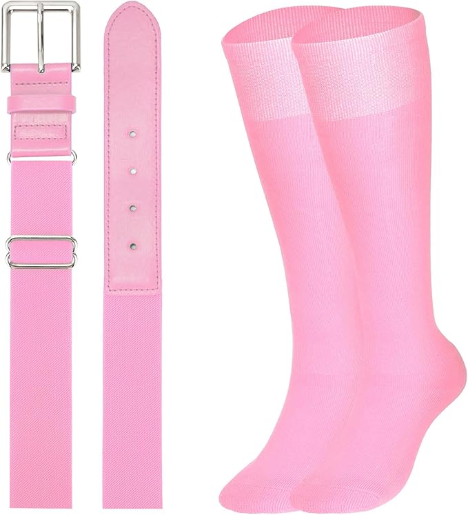 XZQTIVE Baseball Softball Socks and Baseball Softball Belt Combo Set Knee-High Soccer Socks for Kids Youth Adult