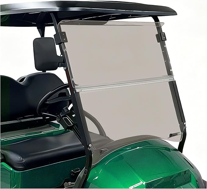 ECOTRIC Golf Cart Tinted Foldable Windshield Compatible with 2004-UP Club Car Precedent,Tempo,Onward Gas or Electric Models Golf Cart Folding Down Impact Resistance HD View Front Windshield