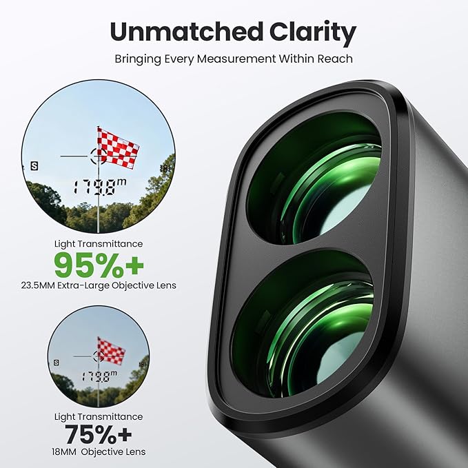 EENOUR Golf Range Finder with Slope, 1200 Yards Golf Rangefinder, Laser Rangefinders with Magnet and Pin Lock Vibration, 7X Magnification, Rechargeable Compact Portable Range Finder Golfing