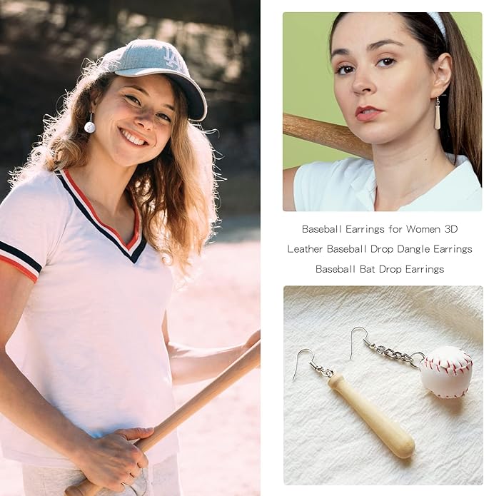 Baseball Earrings for Women Baseball Mom Accessories Essentials Game Day Fan Gifts Lightweight Sports Stud Earrings Jewelry Game Day Shirts Women