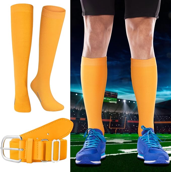 Haysandy Baseball or Softball Sock and Belt Combo Set 3 Football Baseball Socks with Softball Belt for Youth Boys Kids