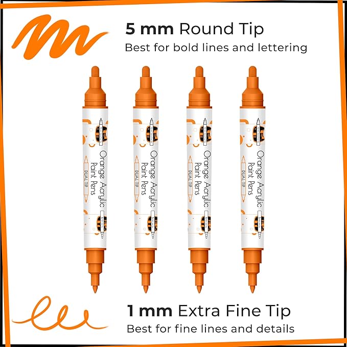 4 Dual Tip Orange Paint Pen Metallic - Image 2