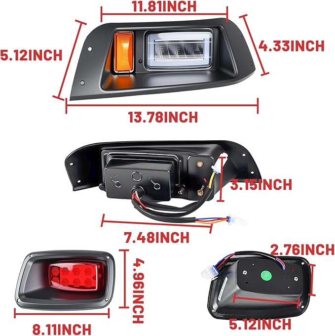 Golf Cart Headlight Taillight Kit for EZGO TXT 1996-2013 Gas&Electric, RGB LED Headlight Kit with Turn Signal Kits Horn Brake Pad Wire Harness Taillight, 12V