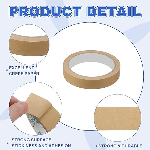 MECCANIXITY Masking Tape 0.7 Inch x 21 Yard Painter's Tape Brown Paint Tapes - Image 3