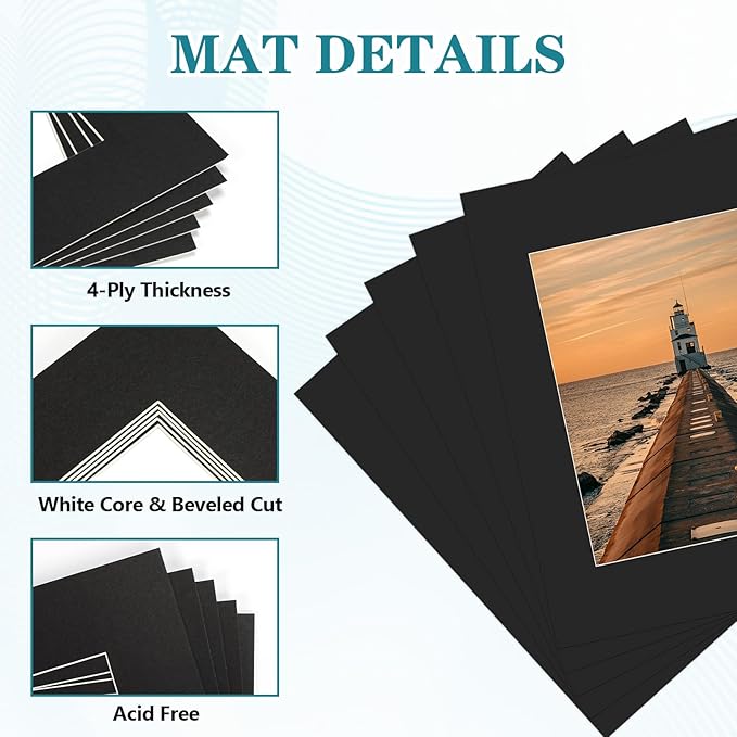 ZBEIVAN 11x14 Black Picture Mats - Image 3