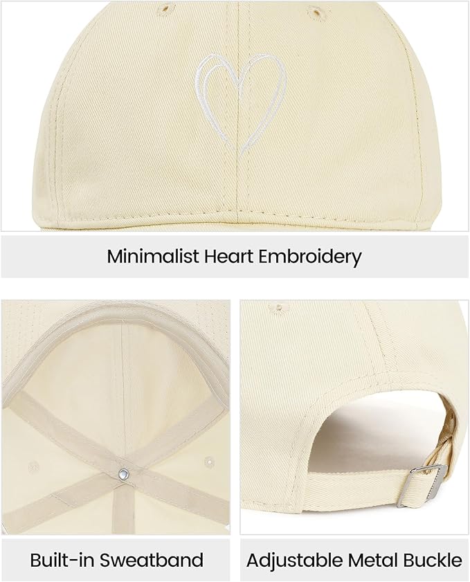 American Trends Womens Baseball Caps Cute Heart Dad Hat, Adjustable Cotton Unisex Cap for Workout, Golf & Everyday Wear