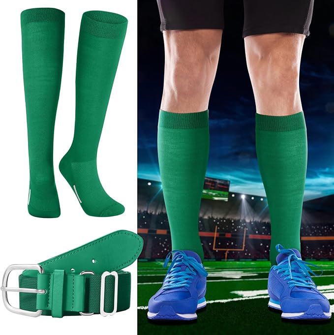 Haysandy Baseball or Softball Sock and Belt Combo Set 3 Football Baseball Socks with Softball Belt for Youth Boys Kids