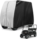 NEVERLAND Golf Cart Cover 4 Passenger - Outdoor Waterprood Golf Cart Covers, 420D Club Car Covers with Air Vent Compatible with EZGO Yamaha Club Car 4 Seat (Up to 112 Inch)-Black+Sliver