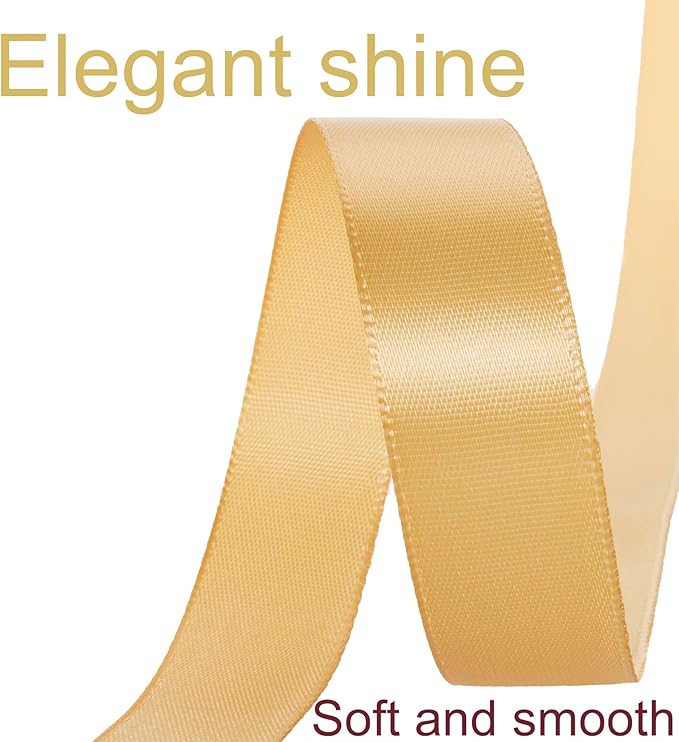 1 Inch Gold Ribbon, 50 Yards Craft Polyester Satin Ribbon Perfect - Image 3