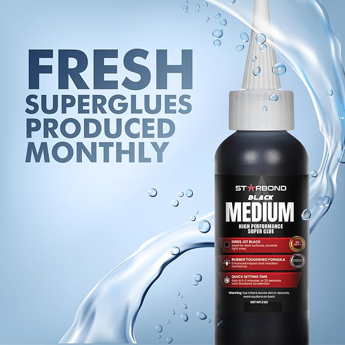 Starbond Black Medium CA Glue, Premium Cyanoacrylate Super Glue, Crack Filler - Image 2