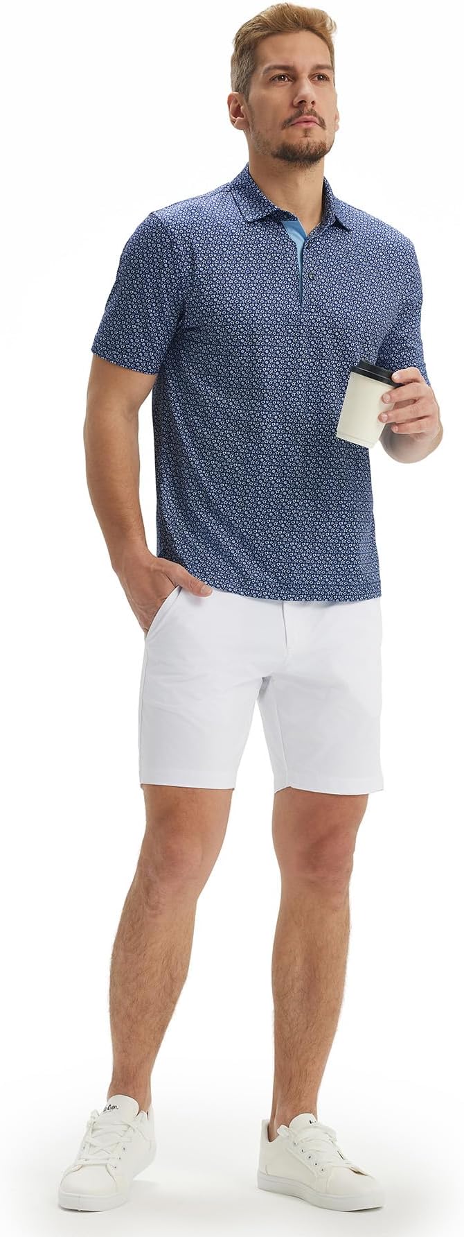 M MAELREG Mens Golf Shirt Short Sleeve Dry Fit Print Moisture Wicking Performance Patterns Collared Polo Shirt