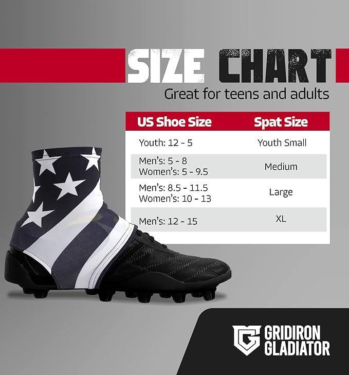 Gridiron Gladiator Cleat Covers - Football Spats - Football Cleat Socks - Cleat Spats for Soccer, Baseball & Softball