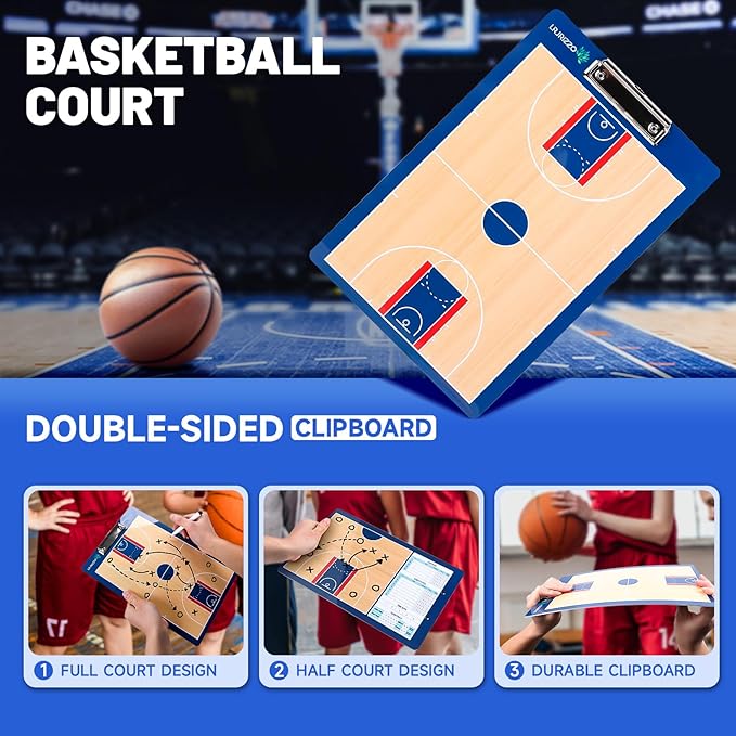 Basketball Dry Erase Coaches Clipboard, Basketball Clipboard for Coaches Double-Sided Basketball White Board for Coaches Writable and Erasable Basketball Dry Erase Board for Coaches Gift