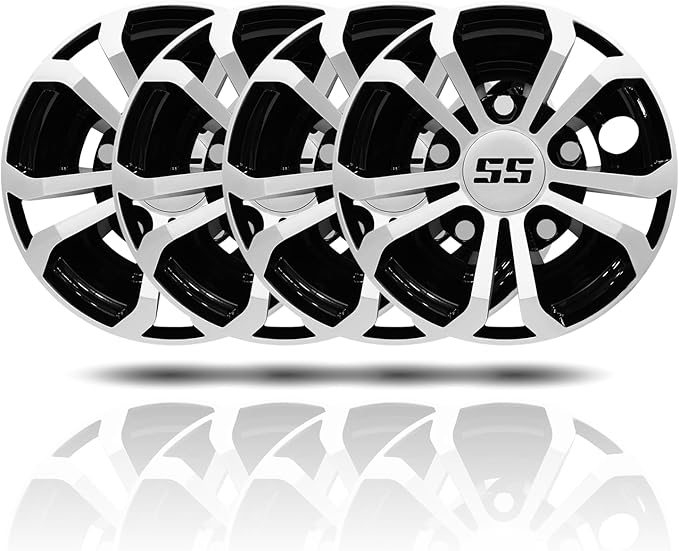 Golf Cart SS Wheel Covers Hub Caps for EZGO Club Car Yamaha, 8 inch Golf Cart Hub Caps, Set of 4 Wheel Covers