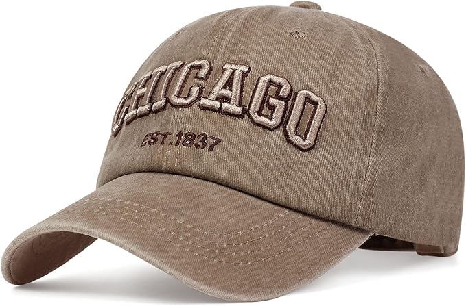 Chicago Hat for Men Women 3D Embroidery Vintage City Dad Hats Baseball Cap